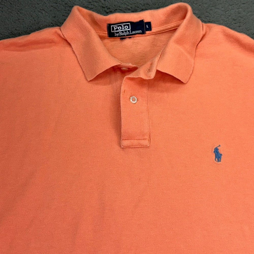 Polo Ralph Lauren Polo Shirt Mens L Orange Short Sleeve Cotton Pique Logo 4266